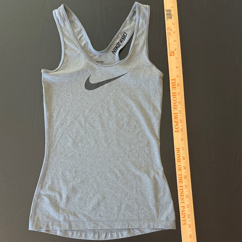 Nike Gray Racerback Athletic Tank Top with Black Swoosh xs